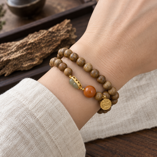 Agarwood Double-Wrap with Gold & Jade - 04_scene_wrist_agarwood