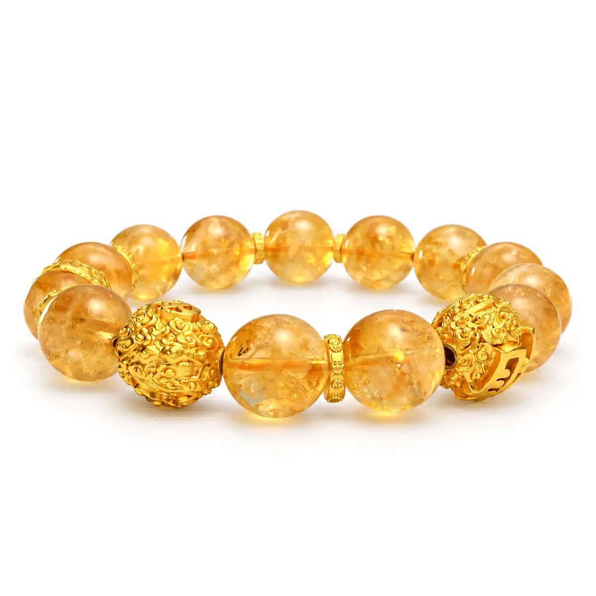 Citrine and gold fortune bead bracelet