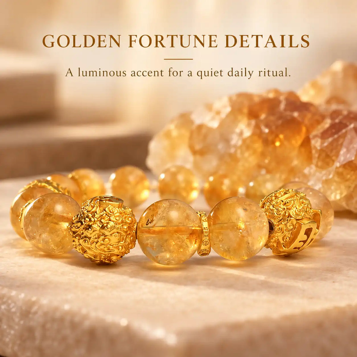 Carved gold-tone fortune beads
