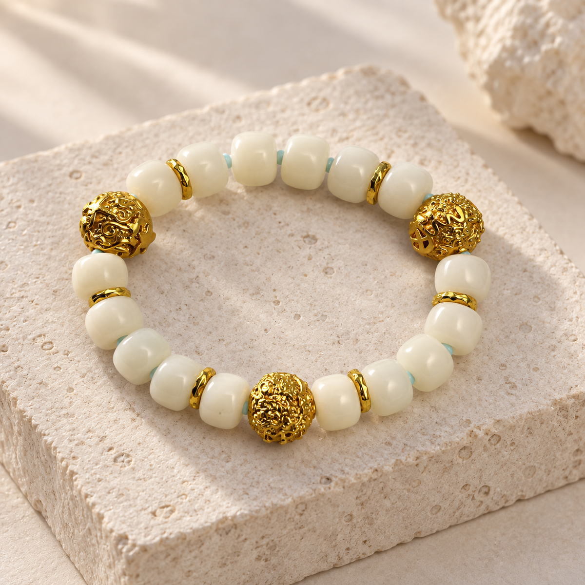 White Jade & Gold Openwork Bracelet - 09-pdp-wear (6)