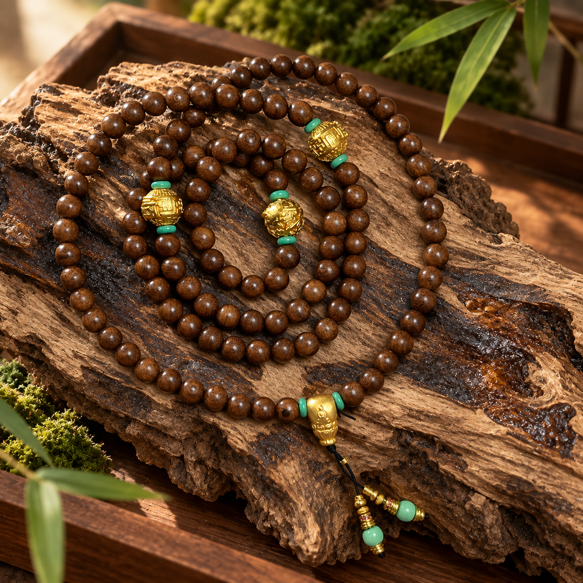 108-Bead Wood Mala with Gold Guru Bead - 02_scene_raw_agarwood