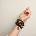 108-Bead Wood Mala with Gold Guru Bead - 沉香双圈手串_A1196_02
