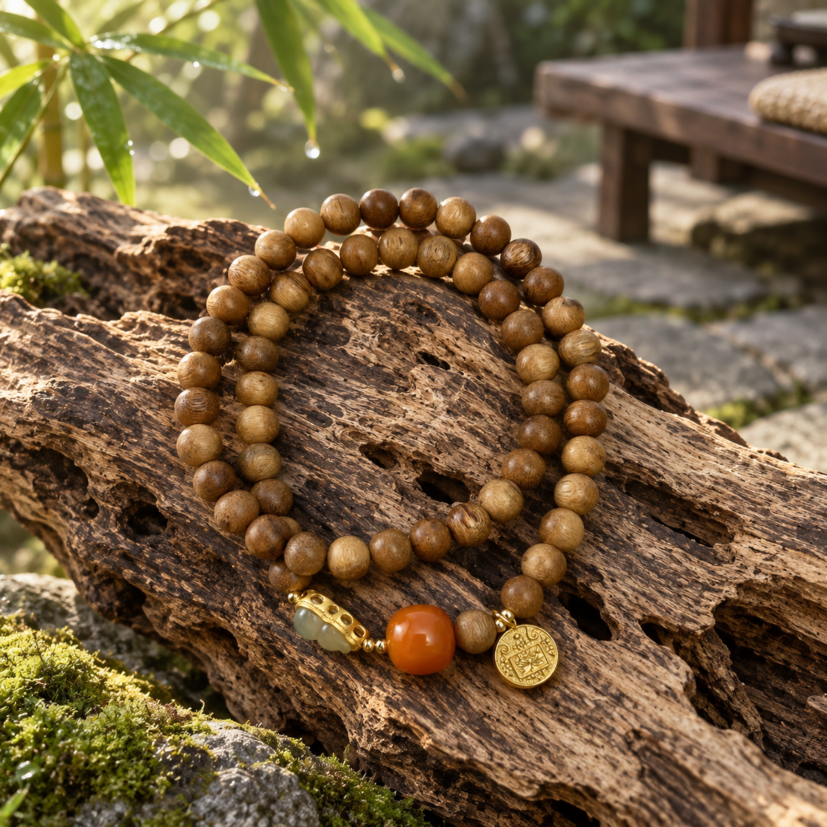 Agarwood Double-Wrap with Gold & Jade - 05_scene_outdoor_agarwood_log