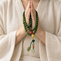 Spinach Jade 108 Mala with Carved Accents - 03_scene_prayer_hands
