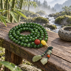 Spinach Jade 108 Mala with Carved Accents - 05_scene_outdoor_bench