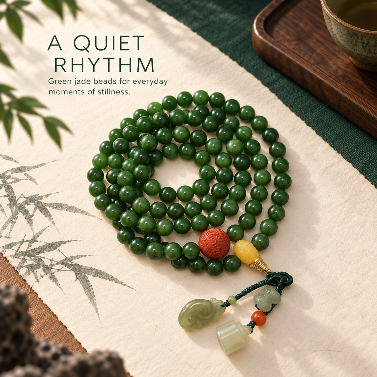 Spinach Jade 108 Mala with Carved Accents - 06_pdp_01_quiet_rhythm