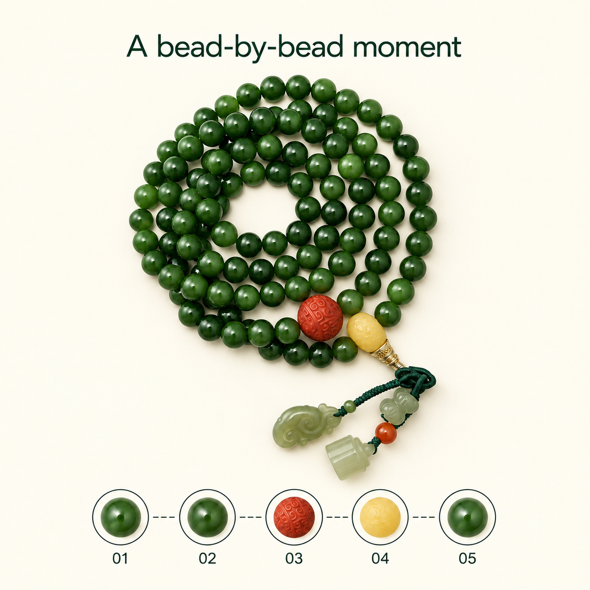 Spinach Jade 108 Mala with Carved Accents - 08_pdp_03_counting_rhythm