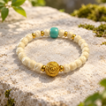 White Bodhi Mala with Turquoise - 01-main