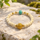 White Bodhi Mala with Turquoise - 01-main
