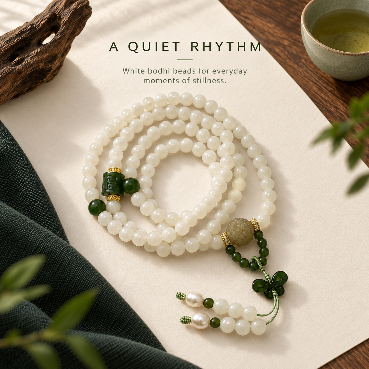 White Jade 108 Mala with Jade Butterfly - 06_pdp_01_quiet_rhythm